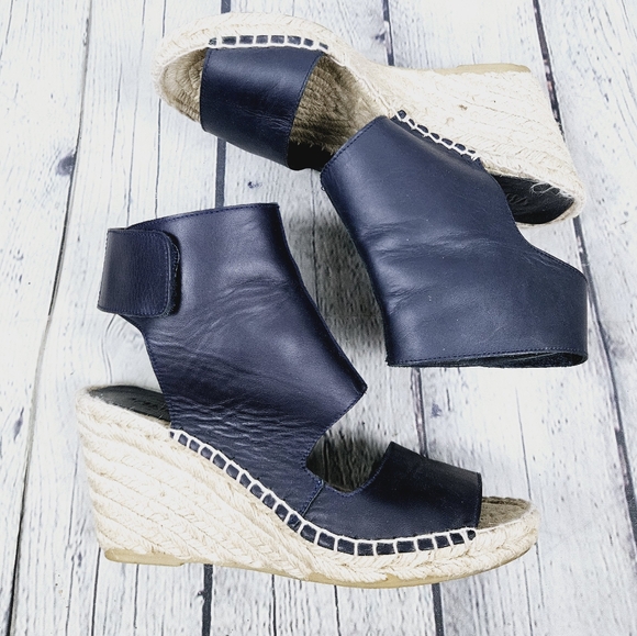 VINCE | Spencer leather open toe espadrille wedge sandals - Picture 3 of 11